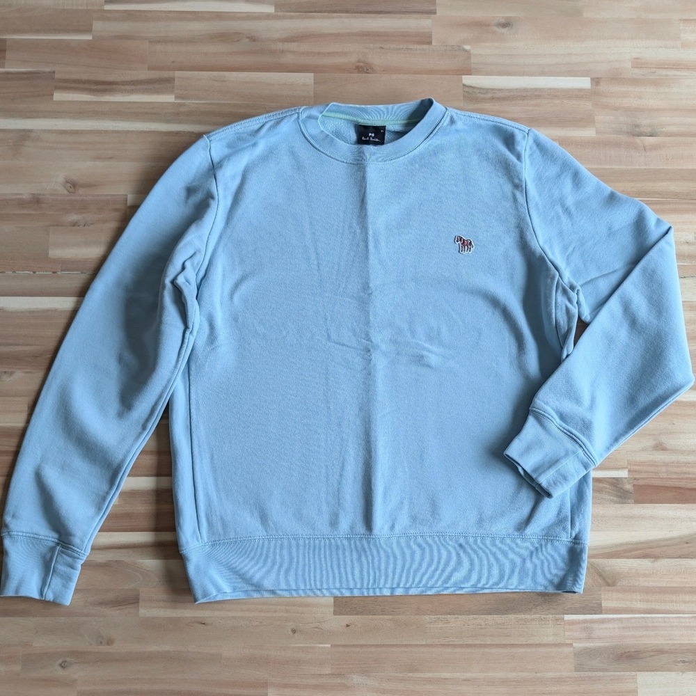 PS PAUL SMITH Men's Zebra Logo Crewneck Sweatshirt Light Blue XL Pullover